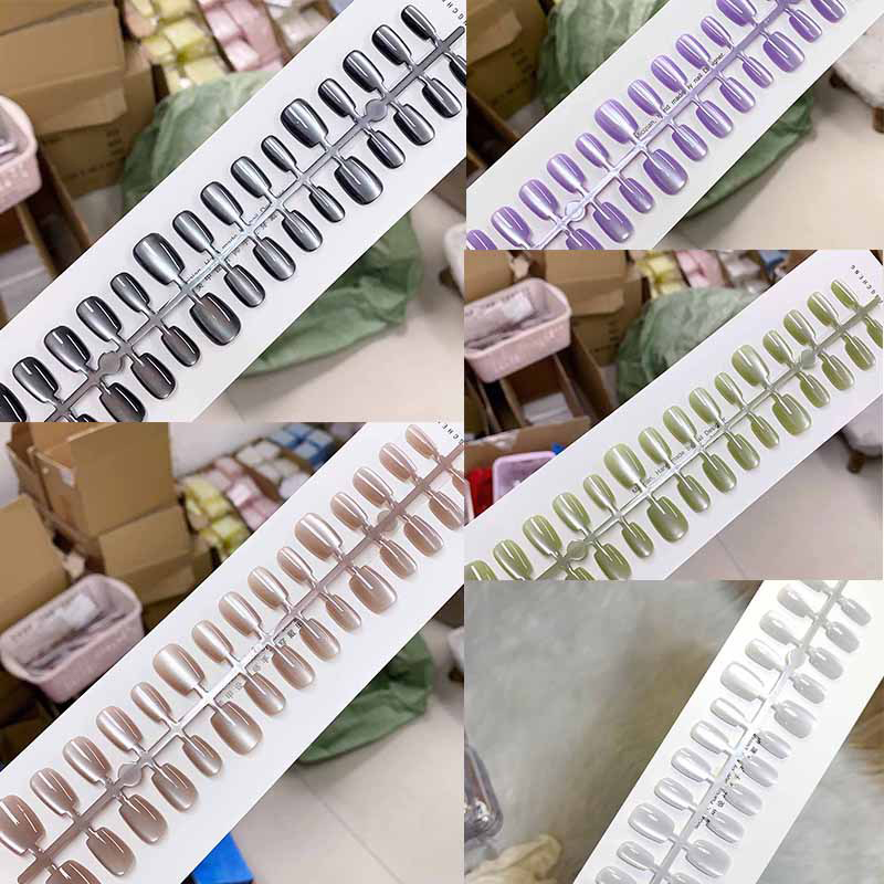 Nail Art Full Cat Eye - 30Pcs Different Size Short Press On