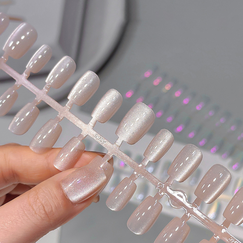 30Pcs Short Press On Nails Aur - Nail Art Full Cat Eye ulasan dan harga