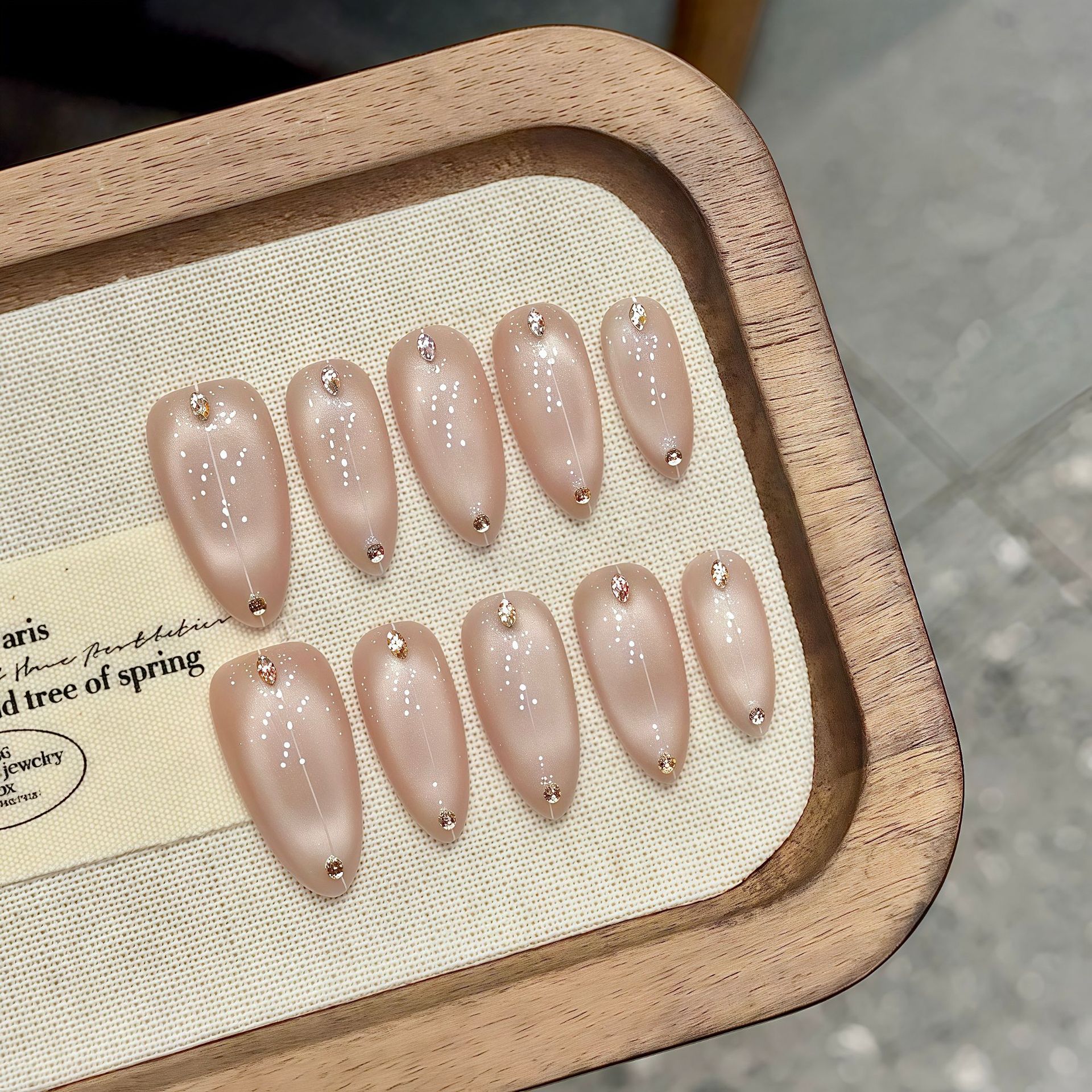 Handmade Nude Press on Nails C - Nail Art Full Cat Eye ulasan dan harga