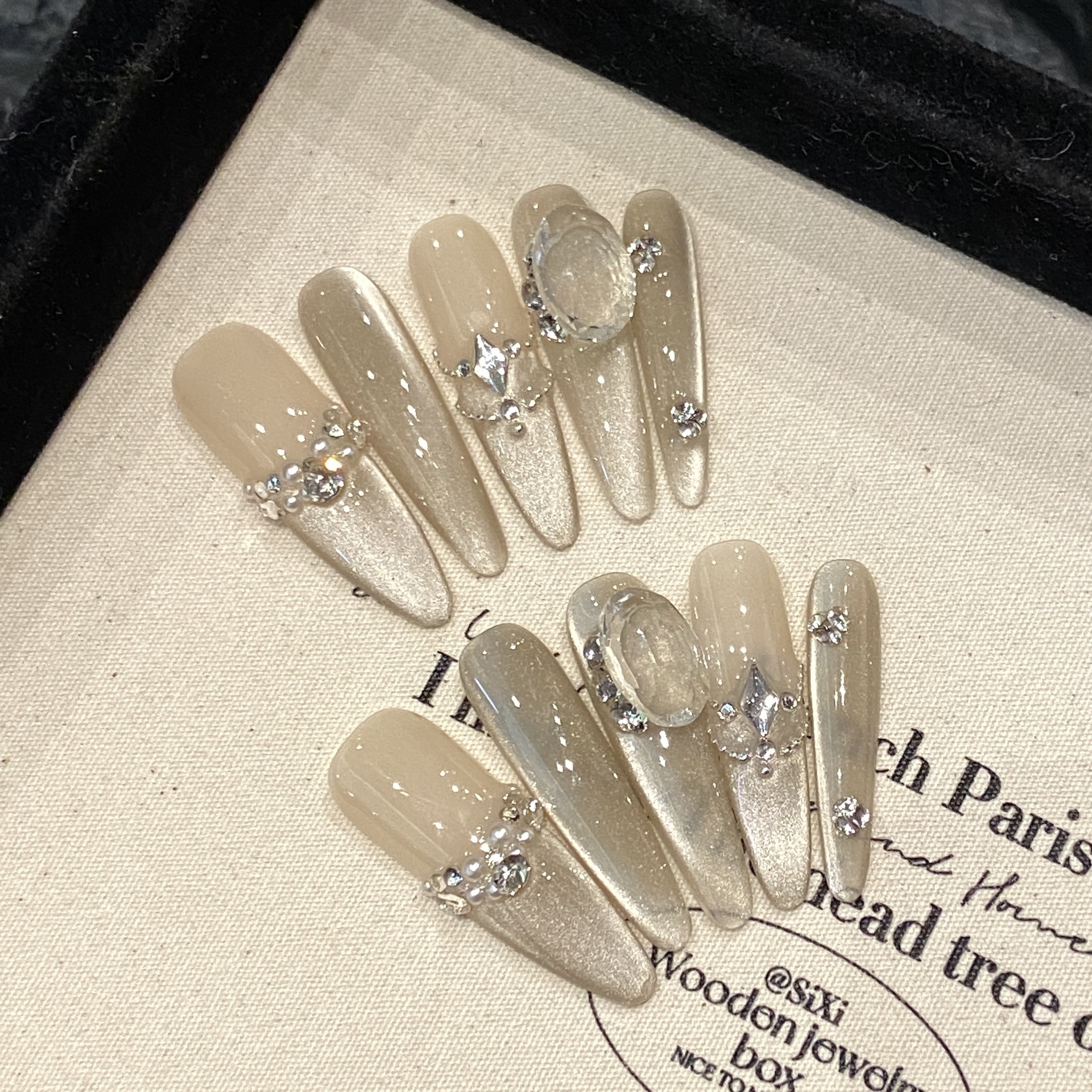 Handmade Nude Press on Nails C - Nail Art Full Cat Eye ulasan dan harga