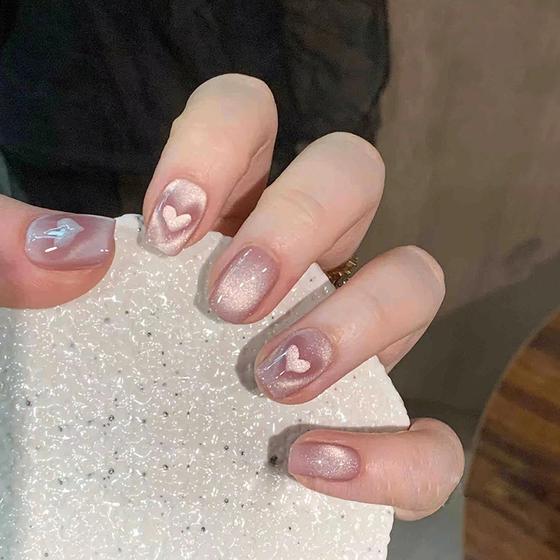24Pcs French Glitter Press on  - Nail Art Full Cat Eye ulasan dan harga