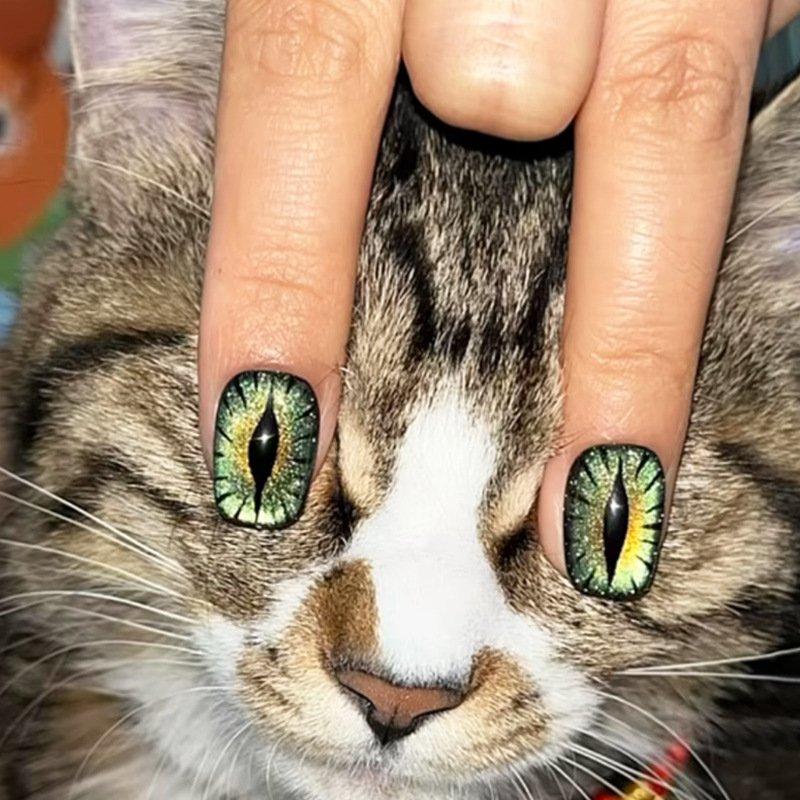 Short fake nails for women shi - Nail Art Full Cat Eye ulasan dan harga