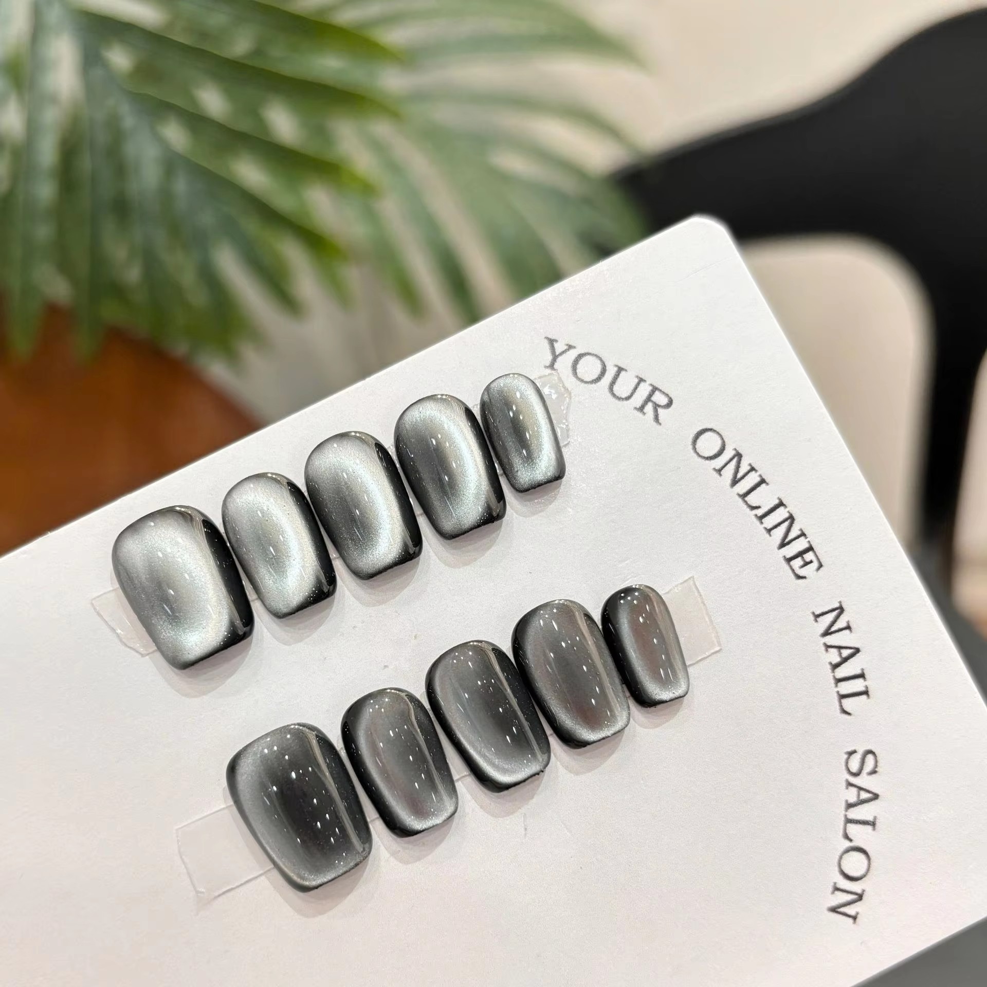 10Pcs Glitter Short Handmade P - Nail Art Full Cat Eye ulasan dan harga