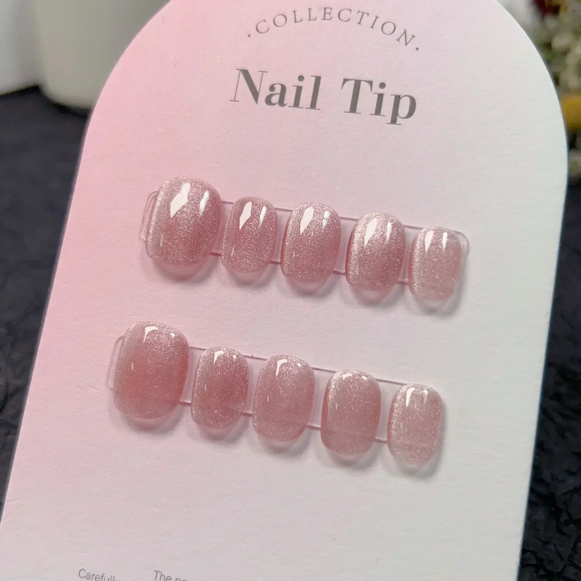 10Pcs Short Handmade Light Gre - Nail Art Full Cat Eye ulasan dan harga