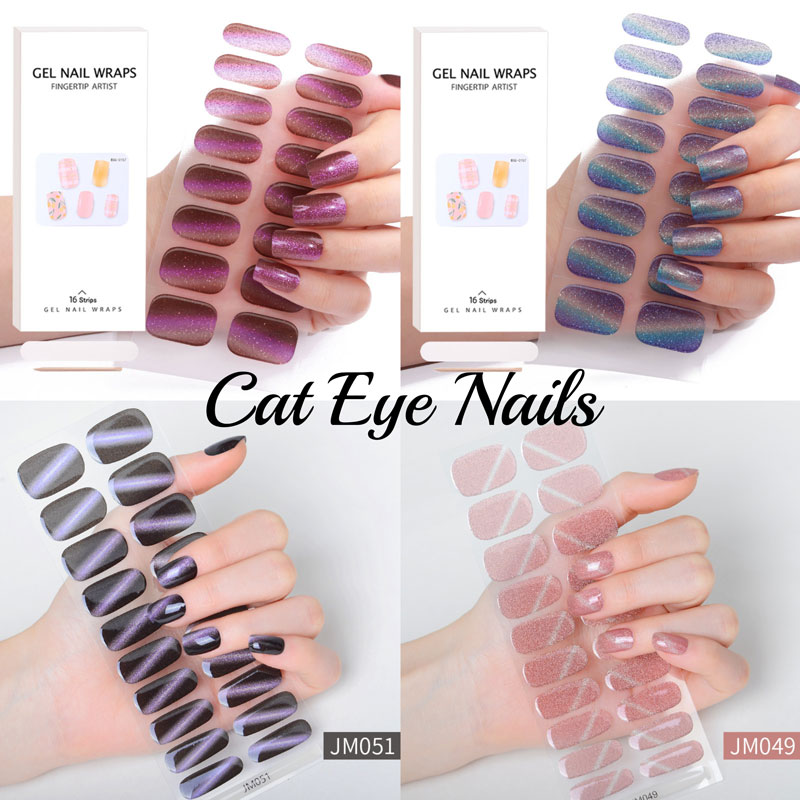 Semi-cured Gel Nail Sticker Fu - Nail Art Full Cat Eye ulasan dan harga